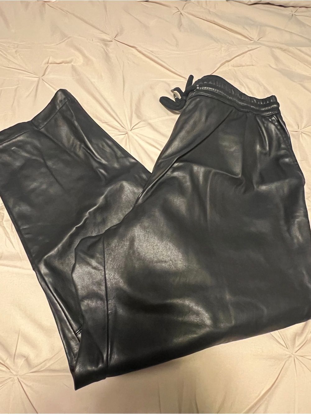 Zara Black Faux Leather Jogger-Style Pants